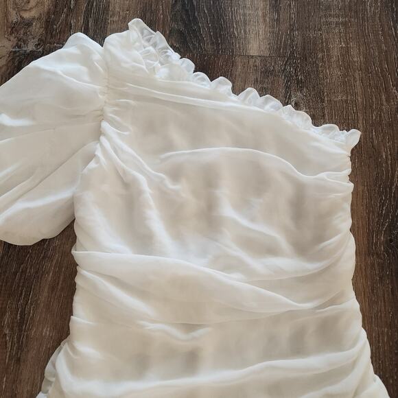 Mergim Magda Bridal One Shoulder Dress White Size 2 US Size Medium *No Belt* - Picture 5 of 12